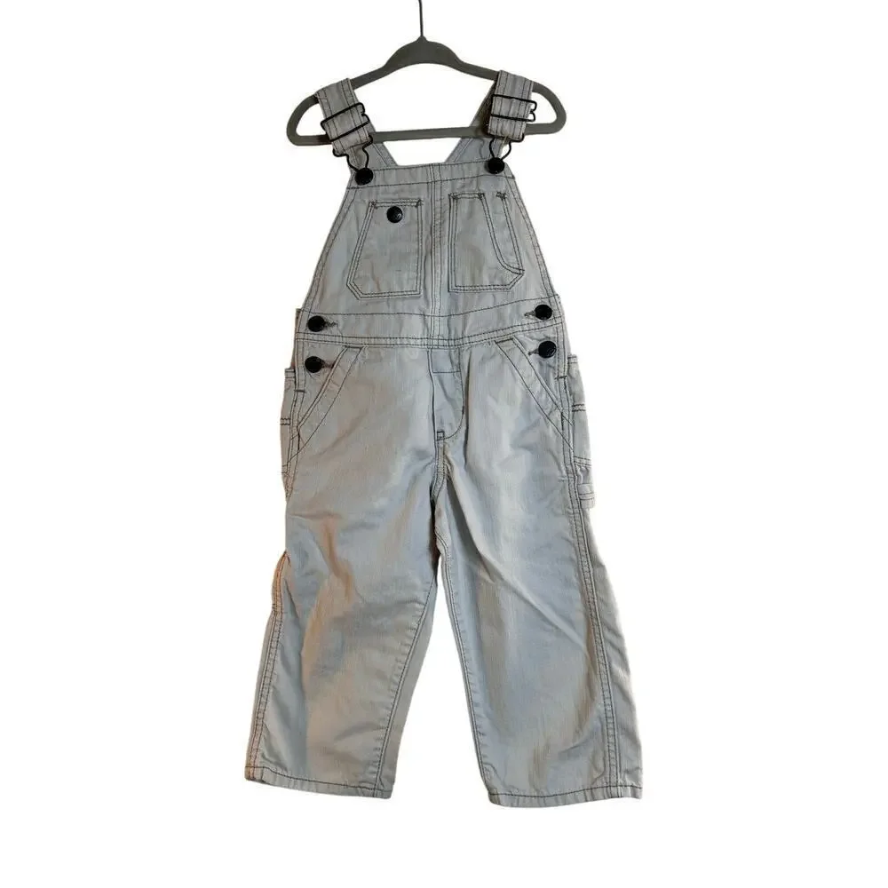 OSHKOSH B’GOSH Boy’s Vestbak Light Gray Bib Overalls / Size: 2T